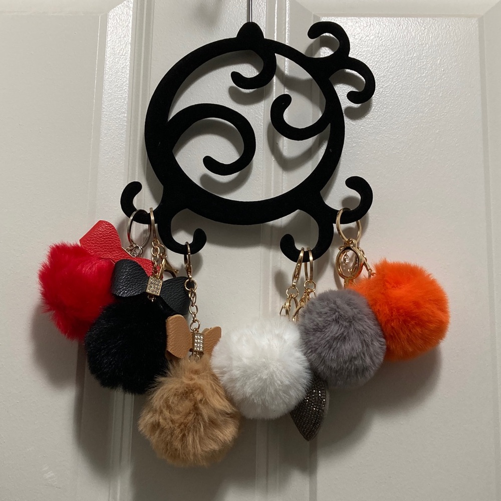 Faux Fur Pom Pom Keychains - Multi Color